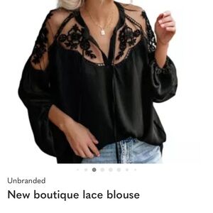 Chic Black Lace Detail Blouse